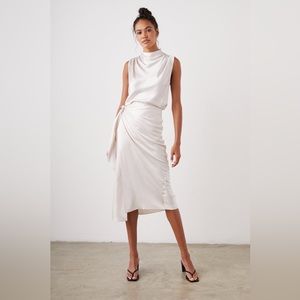 Rails Paige Midi Skirt Ivory Wrap Satin Size M